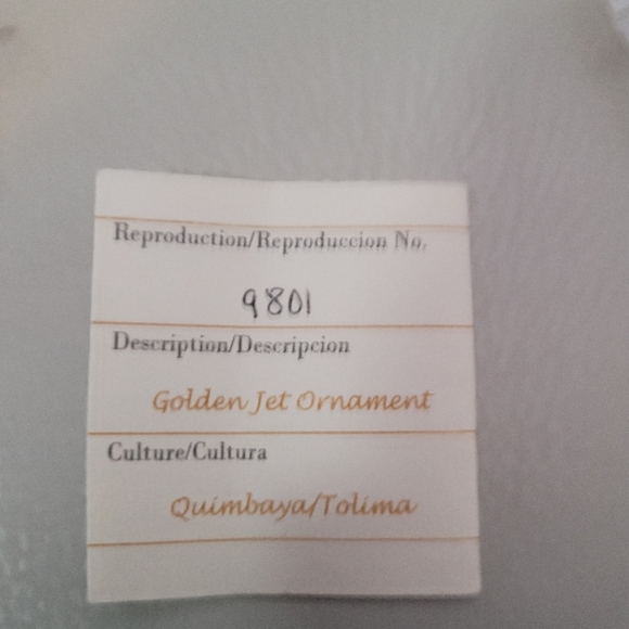 18k GP Quimbaya Ancient Flyer Pendant Golden Jet 7 - Picture 3 of 3